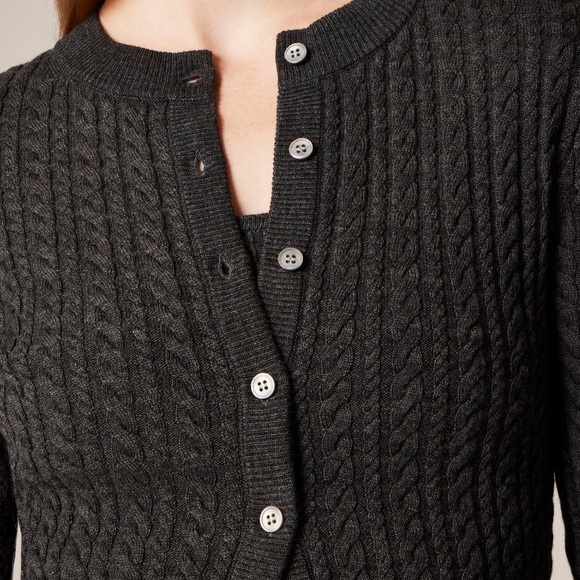 J. Crew Women's Cable-knit Crewneck Cardigan in Merino Wool NWT - Picture 2 of 5